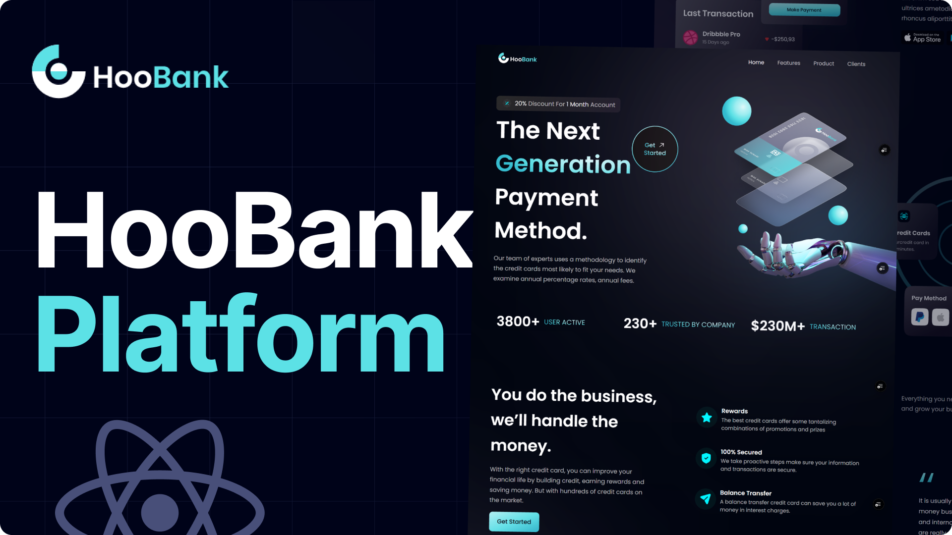 Screenshot of HooBank - Modern FinTech Landing Page project